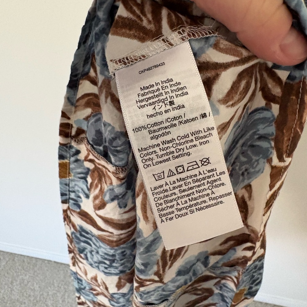 Madewell Blue Brown Floral Tessa Poplin Cut Out Cotton Maxi Dress Size 4 - Picture 16 of 16